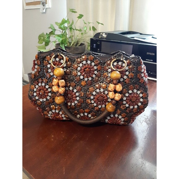 Unbranded Handbags - Vintage Handmade Beaded Handbag/Satchel Great Fall Colors!